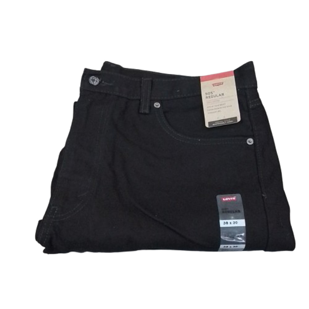 Men's Levi's 505 Regular Fit Straight Leg Jeans - Black - 38x30 - NWT
